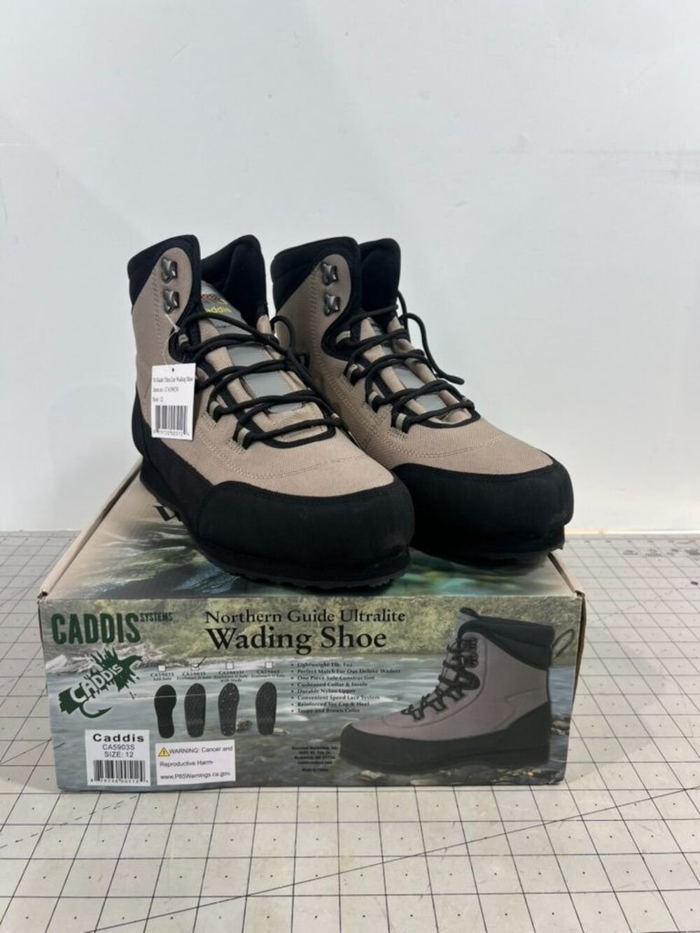 Caddis Men's Northern Guide Ultralite Cleated Wading Boots - Taupe Sz. 12 New